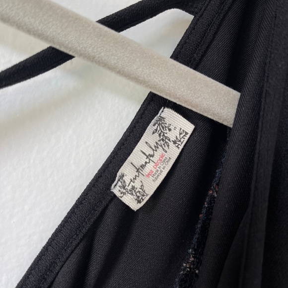 Rare! Free People Floral and Black Organza Puff Sleeve Bodysuit - Picture 3 of 4